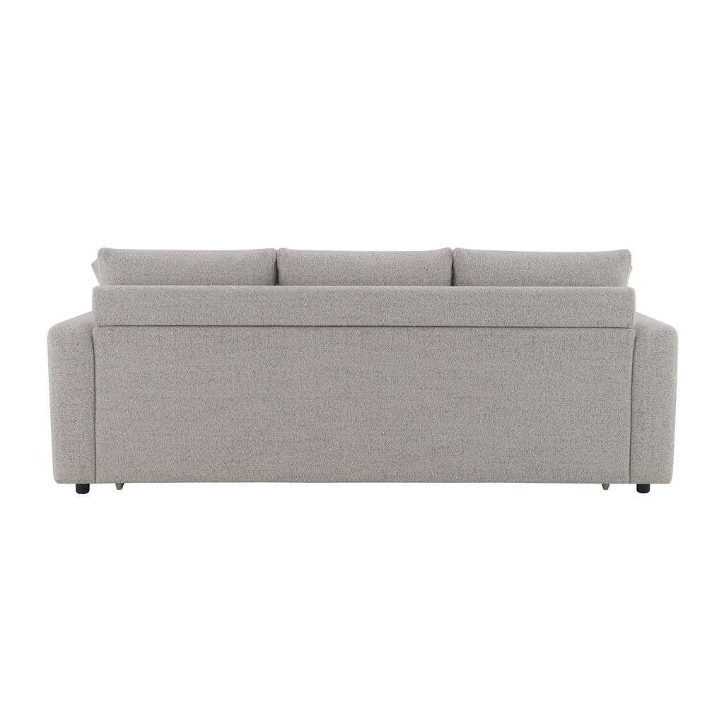 Connie Beige Bouclé Sleeper Sectional with Two Toss Pillows