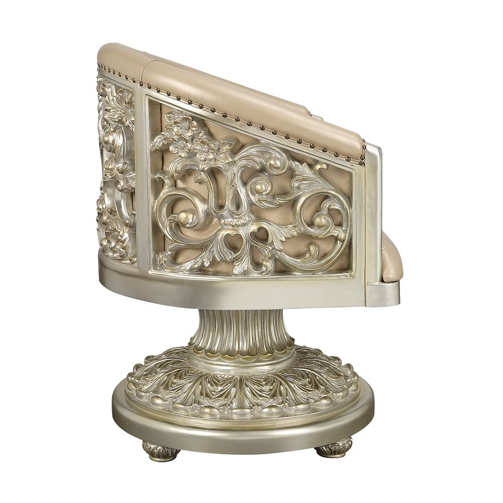 Sorina Synthetic Leather & Antique Gold Armchair
