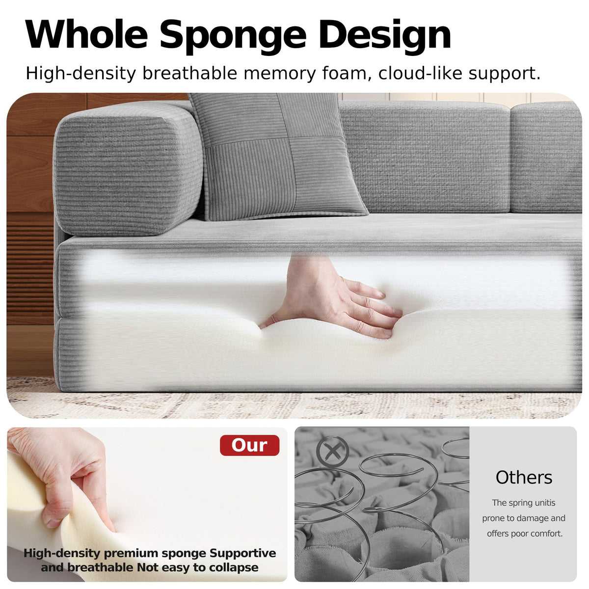 78.8'' Futon Sofa Bed, Boneless Couches for Living Room