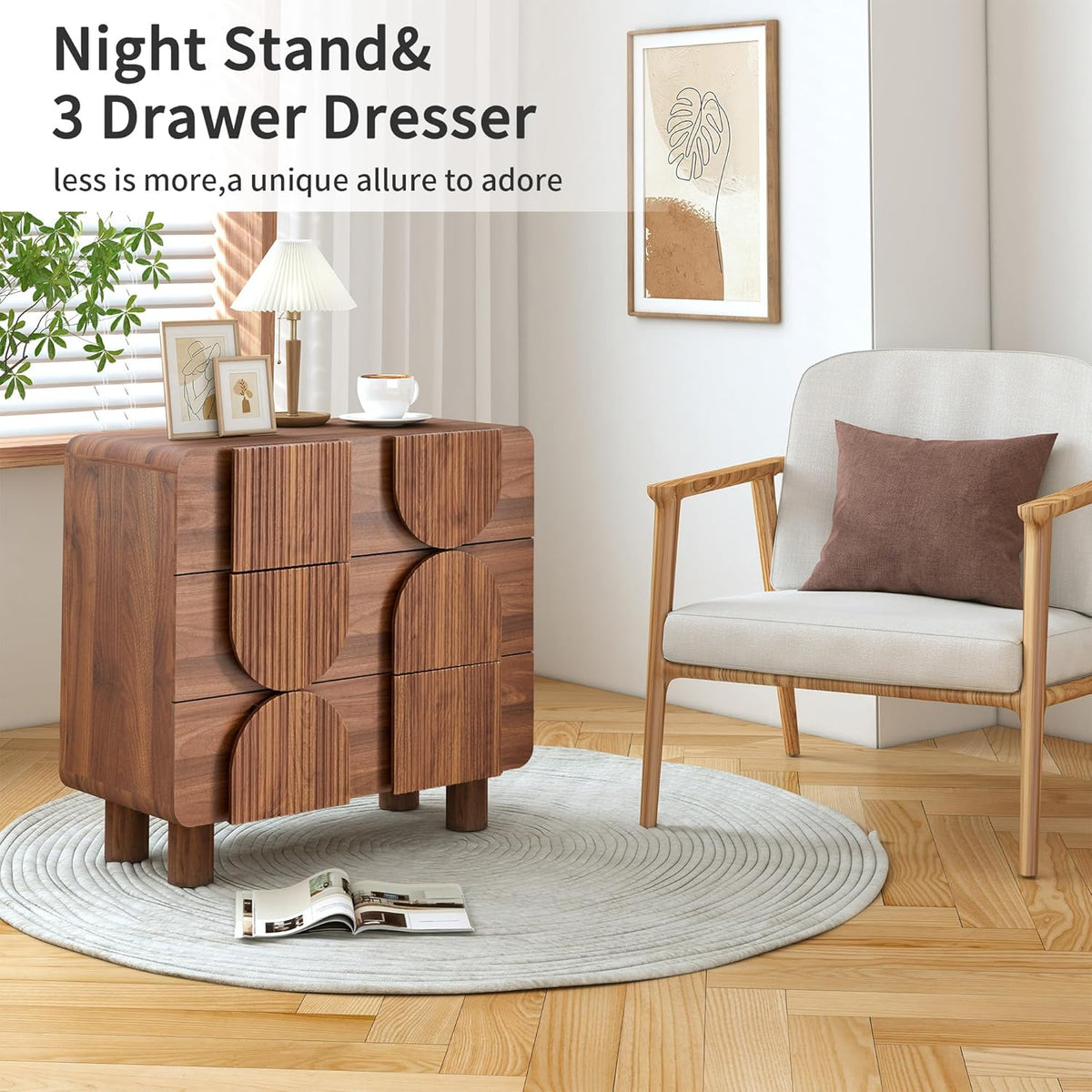 Curved Multi-Drawer Nightstand
