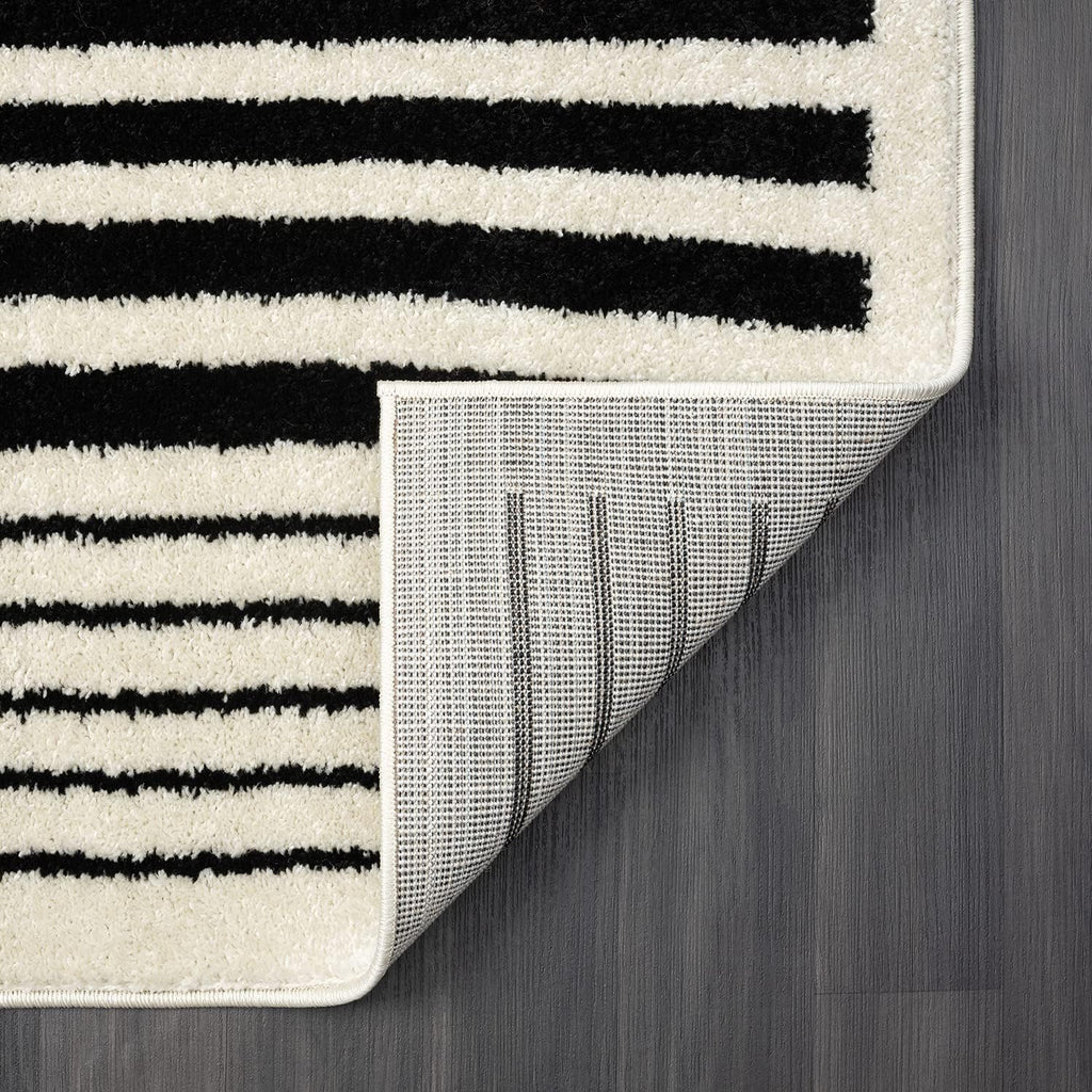 Abani Geometric Beige/Black Area Rug -6'x9' - Modern 3D Lines Design - Deco