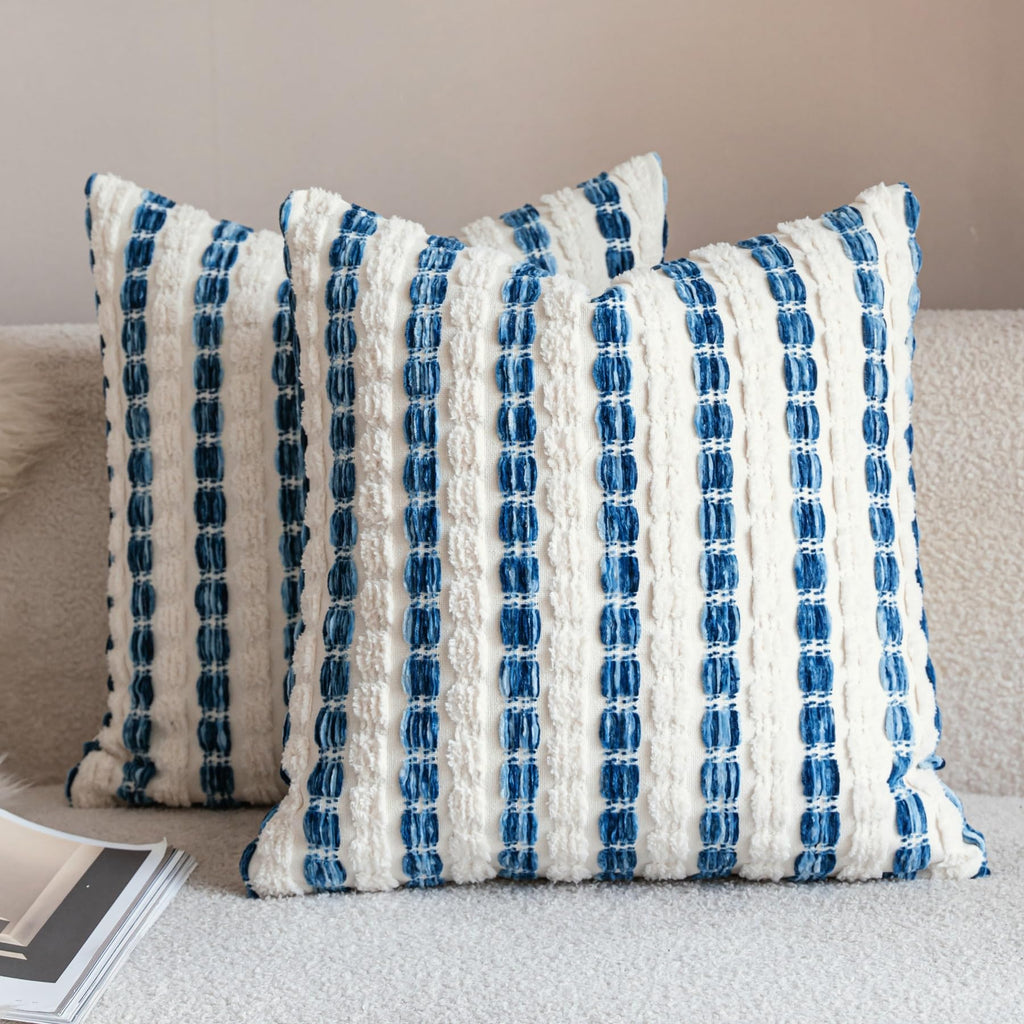 Striped Chenille Pillow Covers