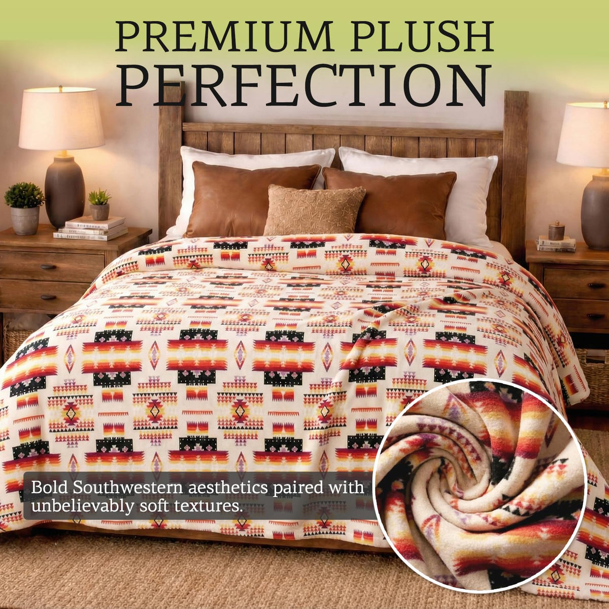 Sacred Thread Aztec Blanket Fleece, Western Blanket (Coffee Flannel) (King)