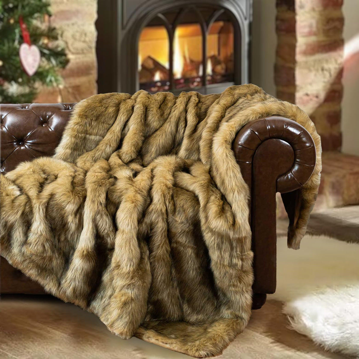 Shaggy Faux Fur Throw Blanket