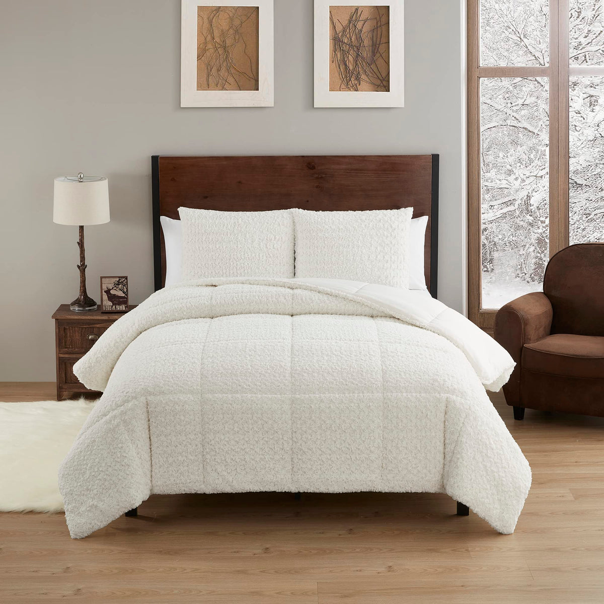 King Size Comforter Set 3 Piece Animal Faux Fur Ultra Soft Bedding Collection with