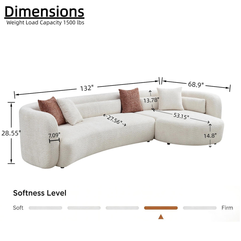 102.36" Curved Sectional Sofa, Gray Velvet 4-Seat Couch