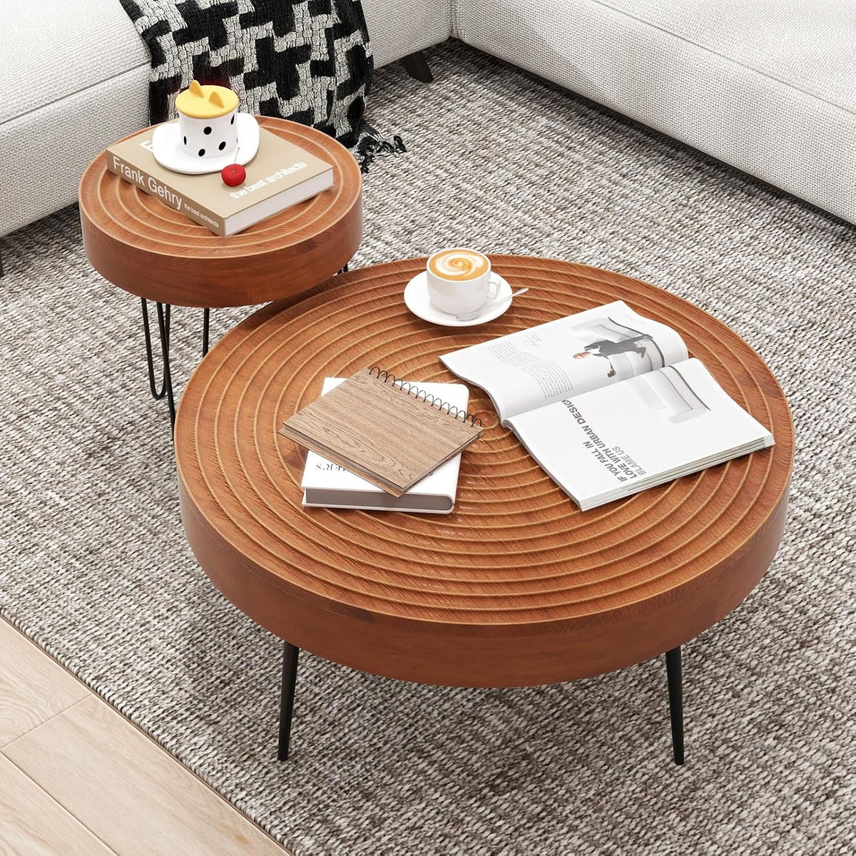 Farmhouse Round Nesting Coffee Table Set