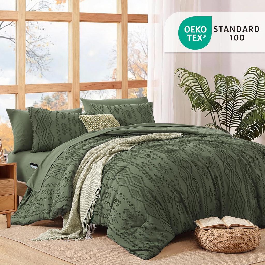 King Size Comforter Set- 7 Pieces Tufted Bed in a Bag King Bedding Sets