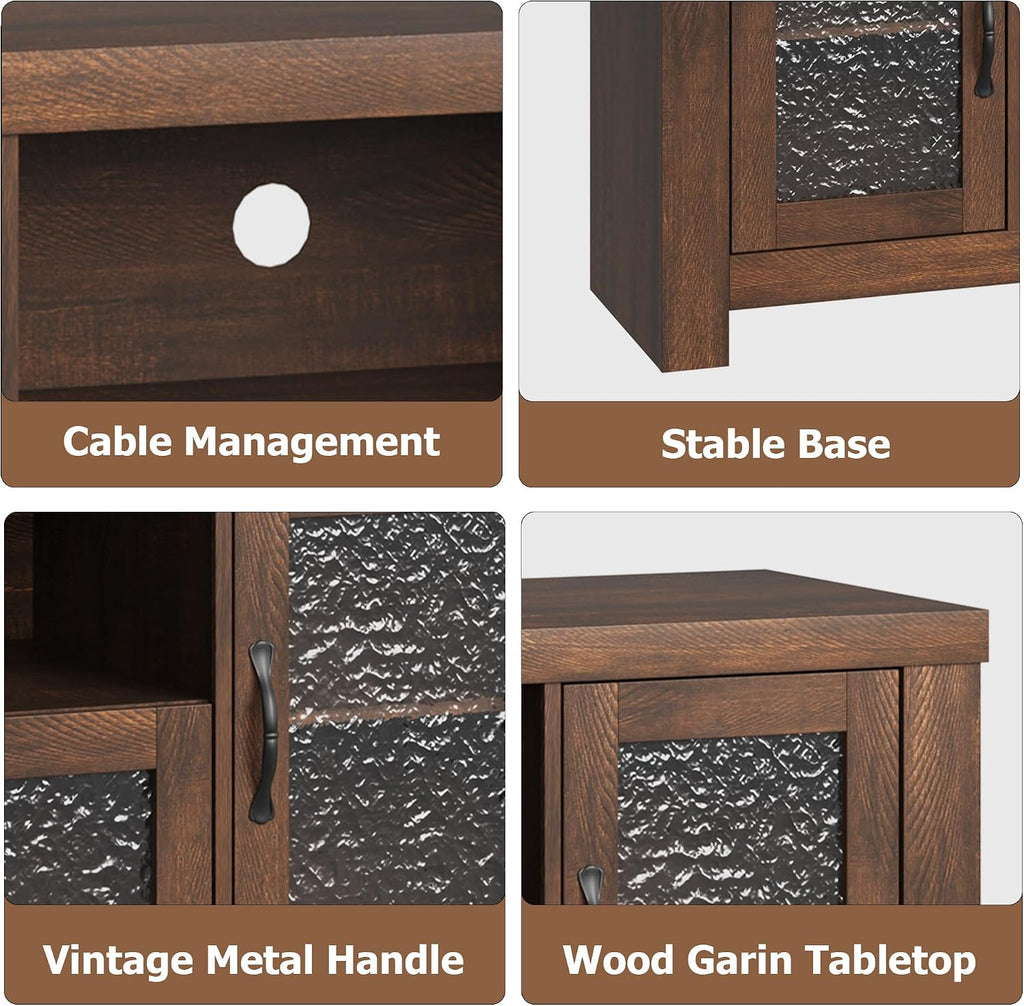 Farmhouse TV Stand with Rippled Acrylic Doors