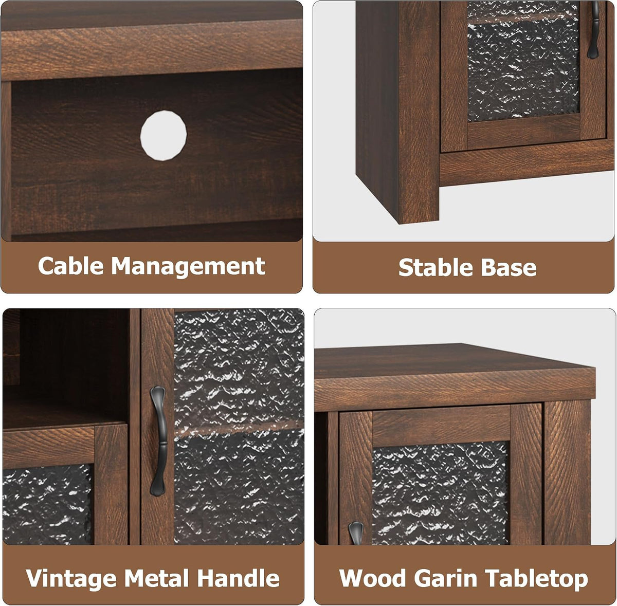 Farmhouse TV Stand with Rippled Acrylic Doors