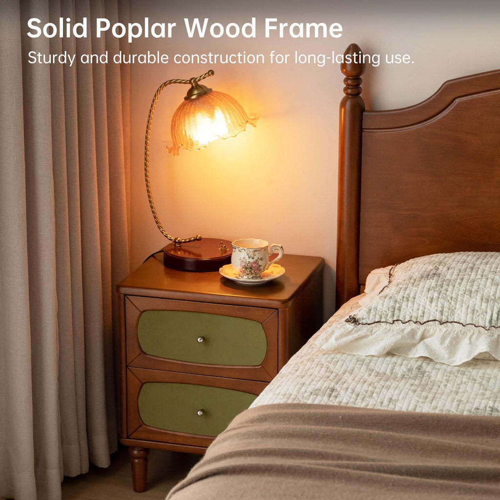 Solid Wood Two-Drawer Nightstand