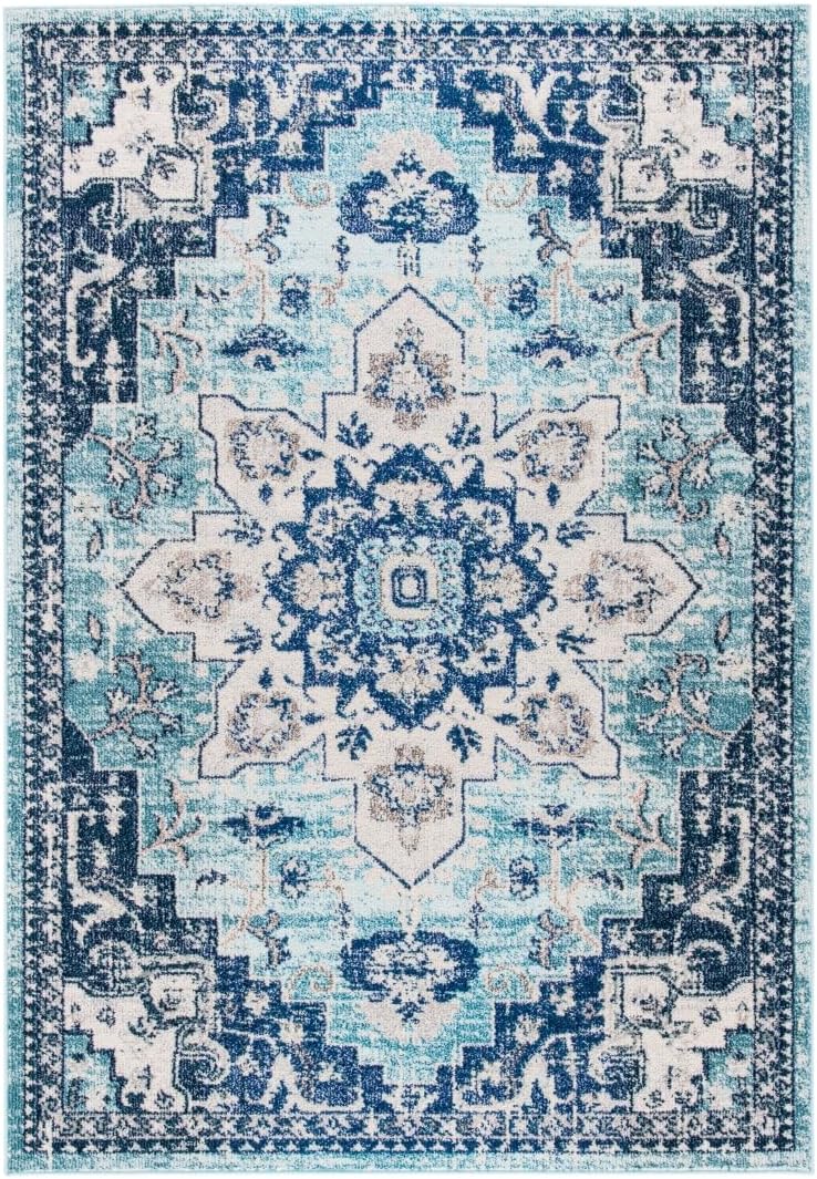 SAFAVIEH Madison Area Rug 8'x10', Traditional Ivory & Light Blue MAD473D