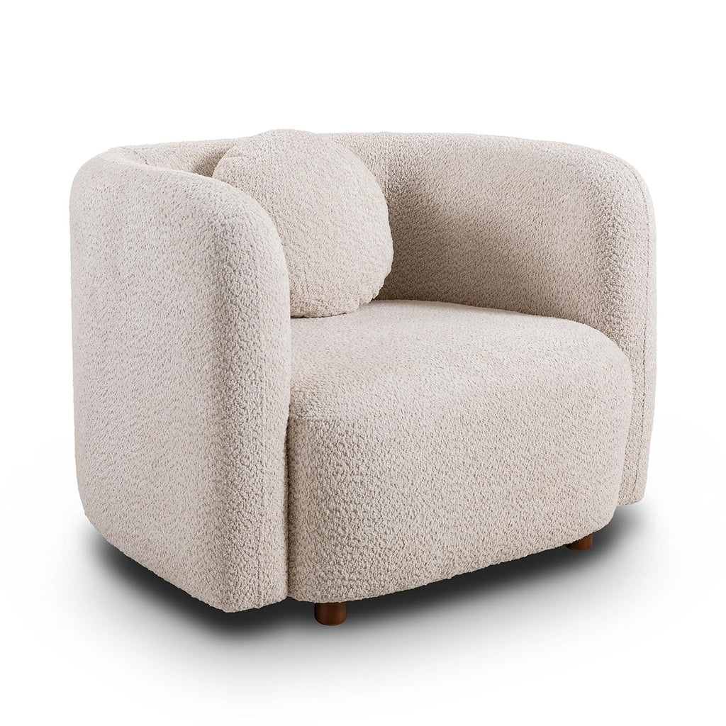 Oversized Boucle Accent Chair, Cream White Sherpa Wingback Chair