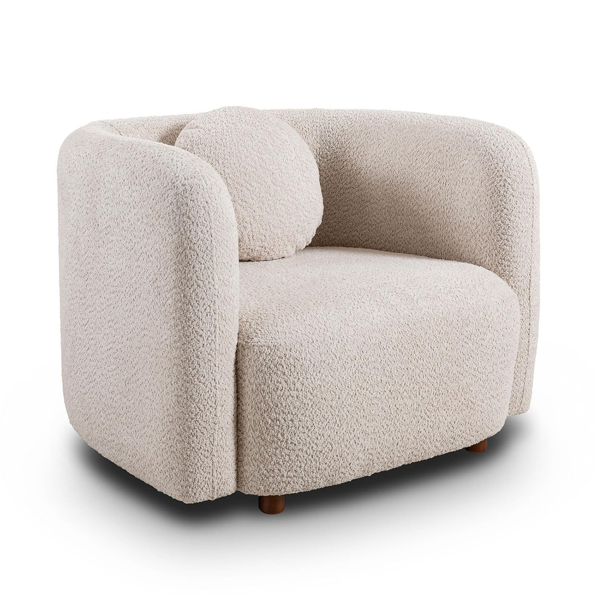 Oversized Boucle Accent Chair, Cream White Sherpa Wingback Chair
