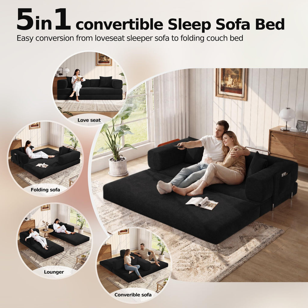 78.8'' Futon Sofa Bed, Boneless Couches for Living Room