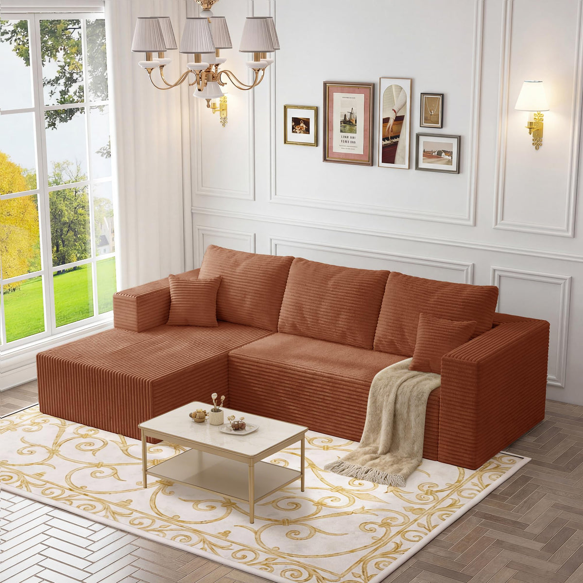 118" Modular Sectional Sofa with Chaise&Ottoman