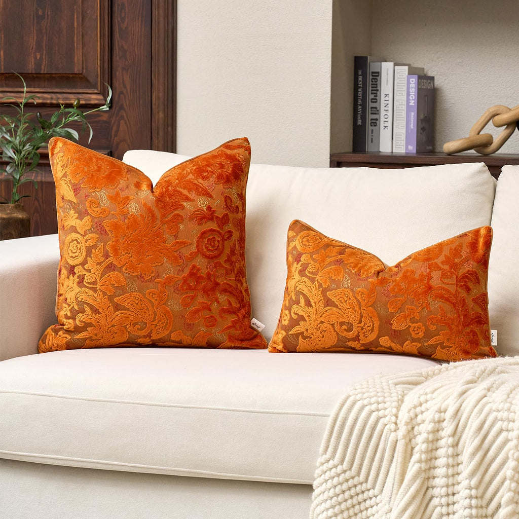 Vintage Floral Cut-Velvet Pillow Cover