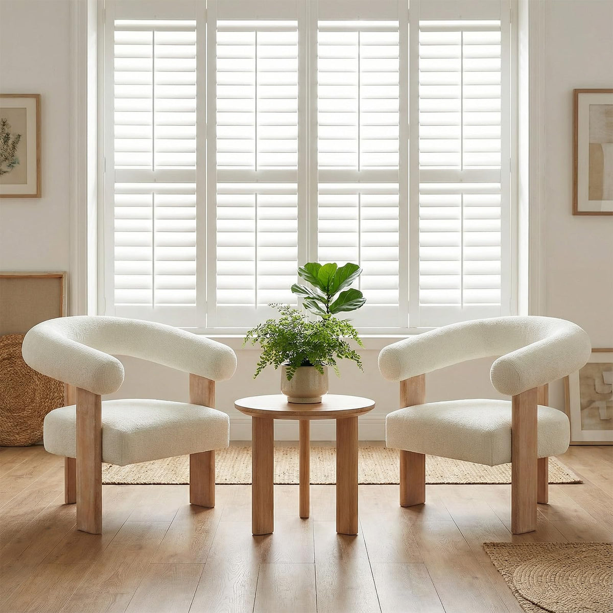 VKNOW Barrel Accent Chairs Set of 2 with Armrests and Rubberwood Legs