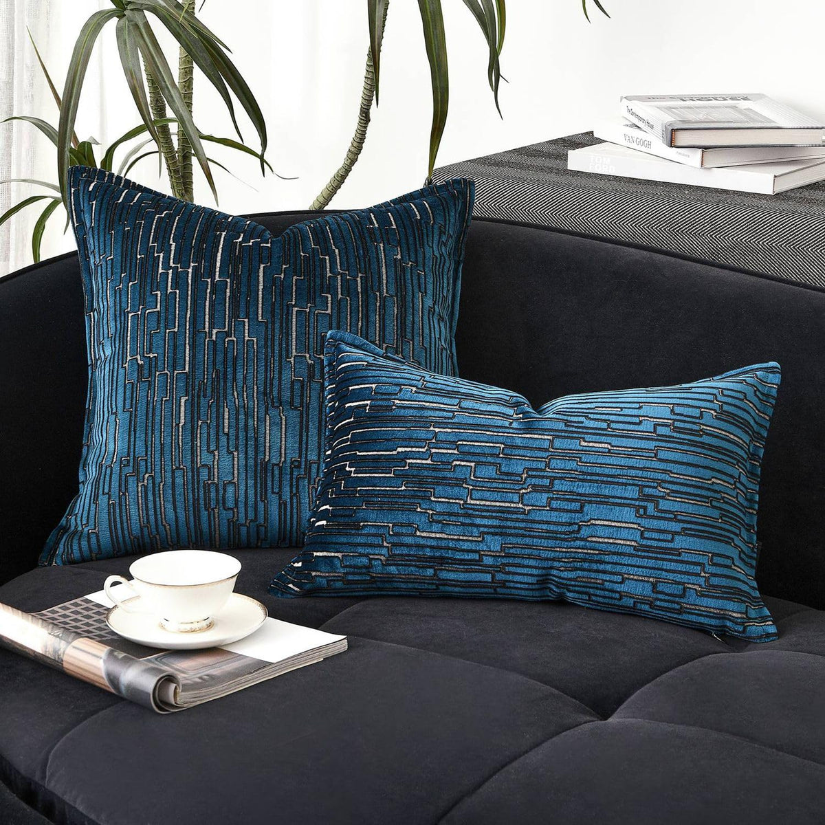 Luxury Brown Cut Pile Velvet Pillow Covers 18x18 with Raised Textured Pattern(Not a