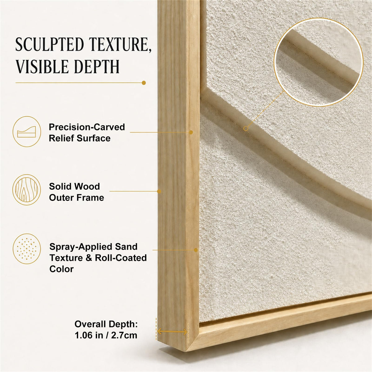 Abstract Geometric Relief Wall Art – Framed Triptych