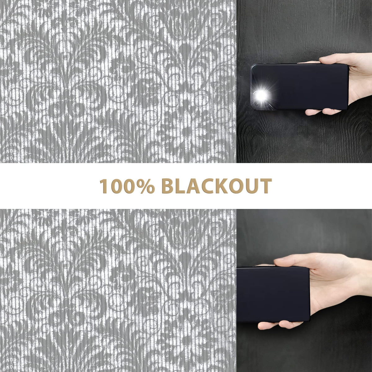 Damask Foil-Print Velvet Blackout Curtains