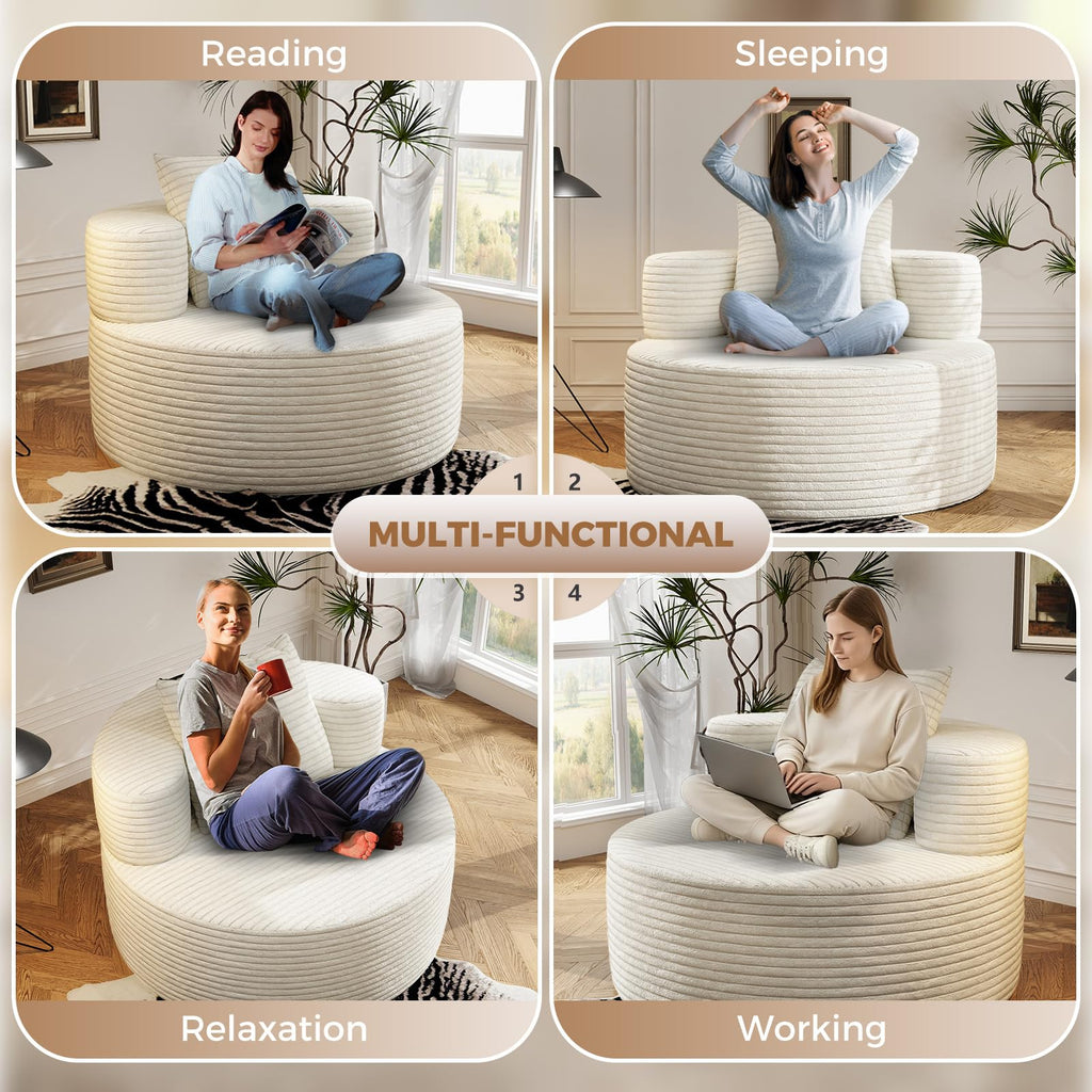 106" Modular Corduroy Cloud Sectional Sofa