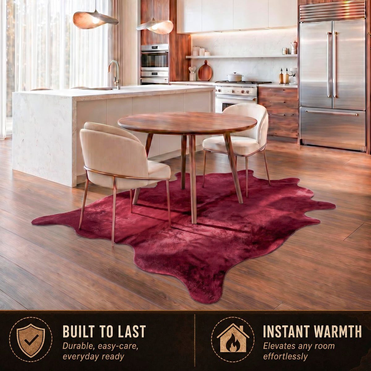 Natural Geneva Cowhide Area Rug, Off-White, 6 ft x 7 ft