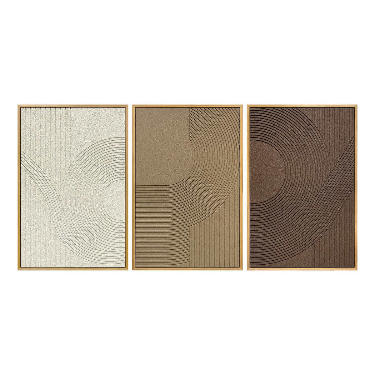 Abstract Geometric Relief Wall Art – Framed Triptych