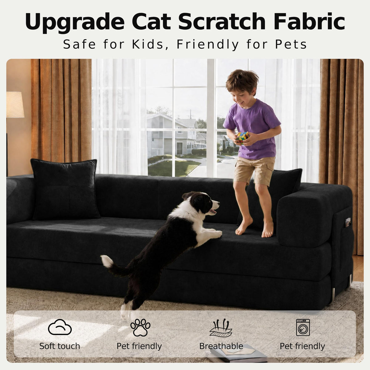 78.8'' Futon Sofa Bed, Boneless Couches for Living Room