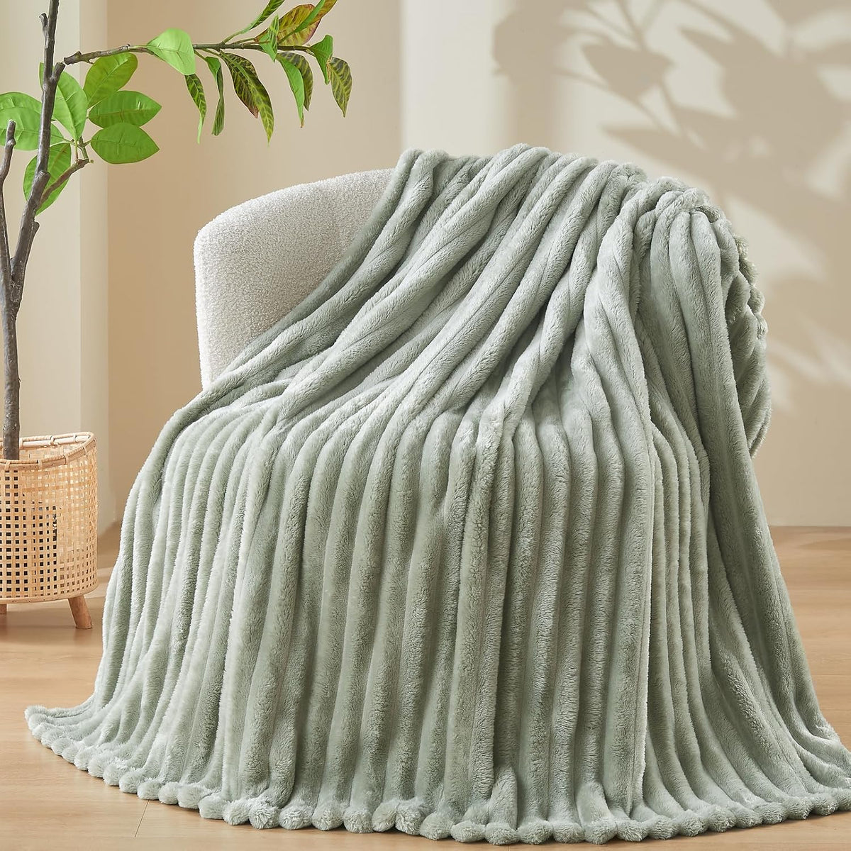 Ribbed Fleece Throw Blanket