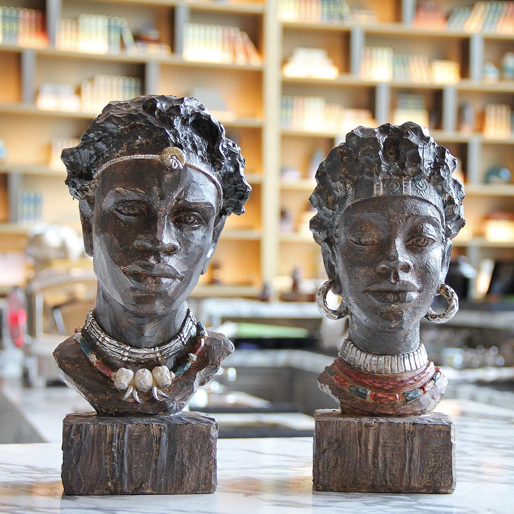 Leekung African Statues for Home Decor, African Art Sculptures Man Statue