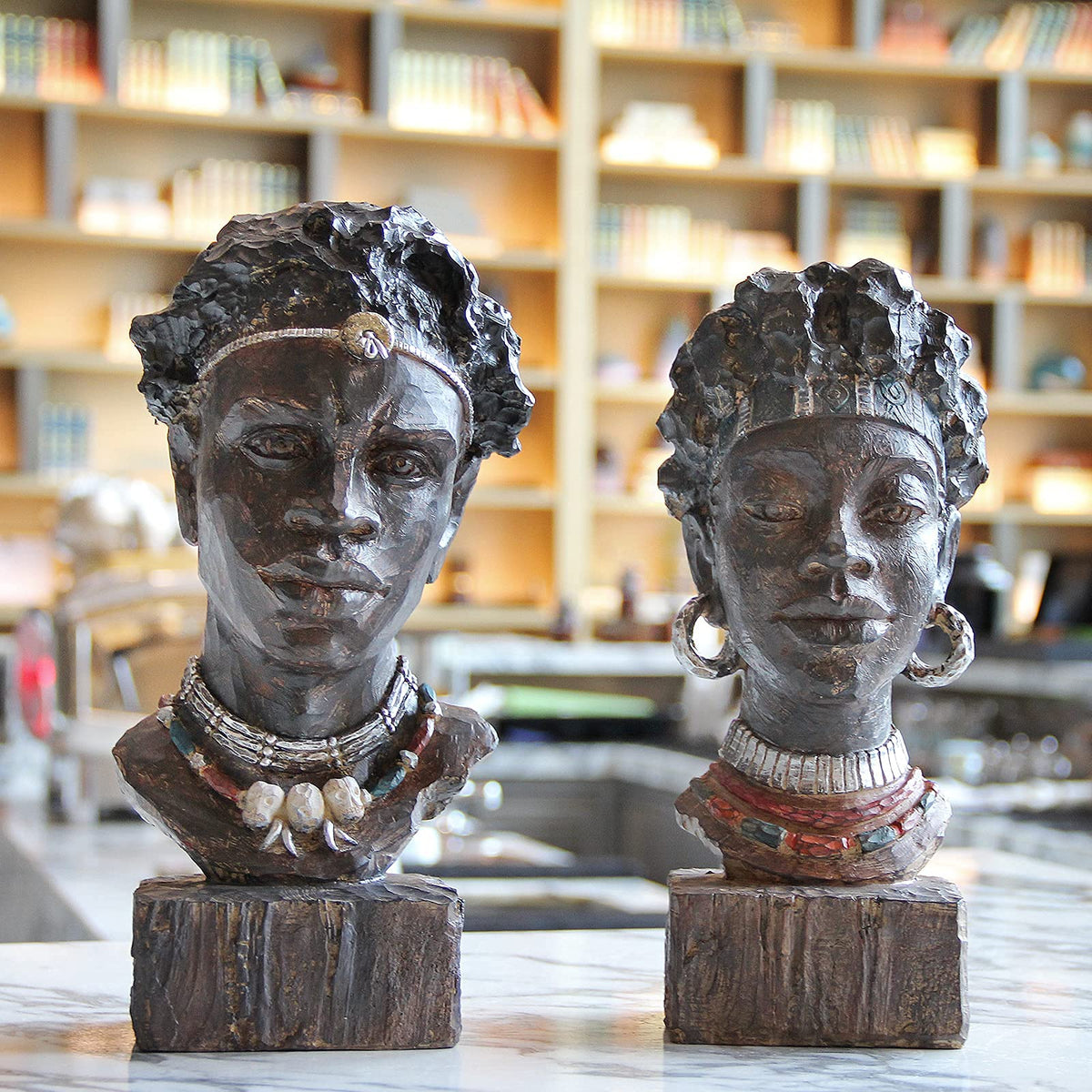Leekung African Statues for Home Decor, African Art Sculptures Man Statue