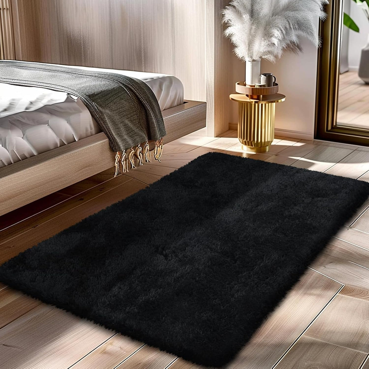 Mottled Beige 9x12 Area Rugs for Living Room, Fluffy Shag Rug Large Carpet