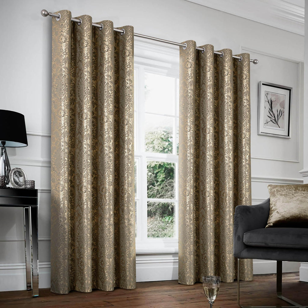 Damask Foil-Print Velvet Blackout Curtains