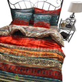 Brushed Cotton Bohemian Duvet Cover and Fitted Sheet Sets Queen Size 4 Pieces