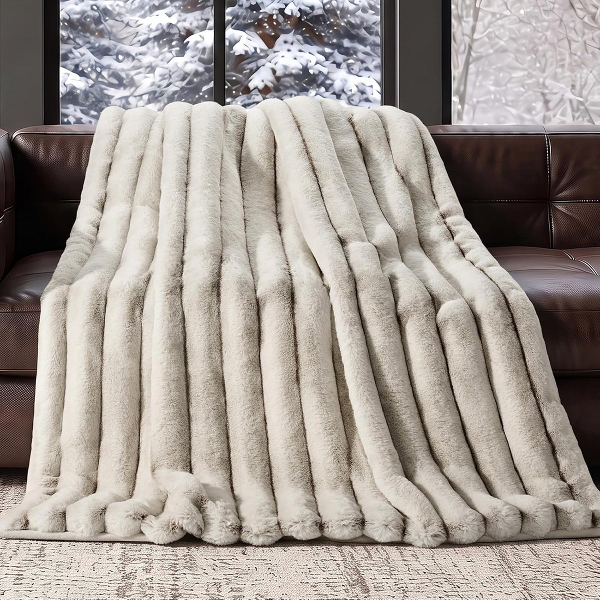 Channel Faux-Fur Throw Blanket