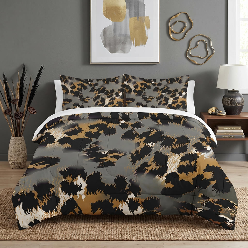 Pamnest Queen Comforter Set, 3 Pieces African Floral Bedding, All Season