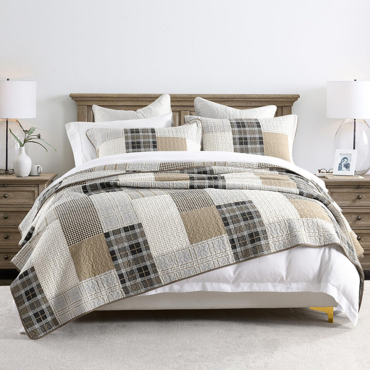 PANGUSHAN 100% Cotton Quilt Set Queen Size
