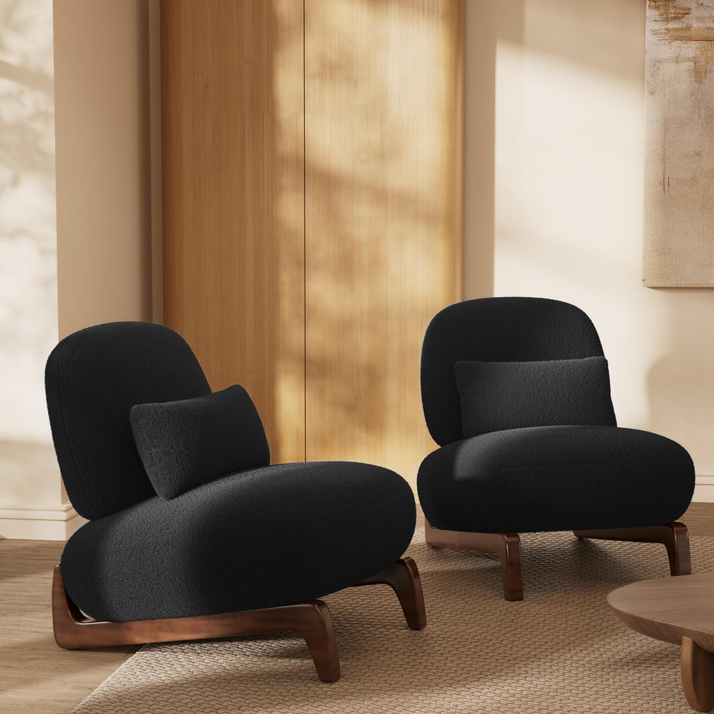 Morden Fort Modern Cloud Sofa Couch - 3 Seater Sherpa Boucle Sofas with Wood Legs