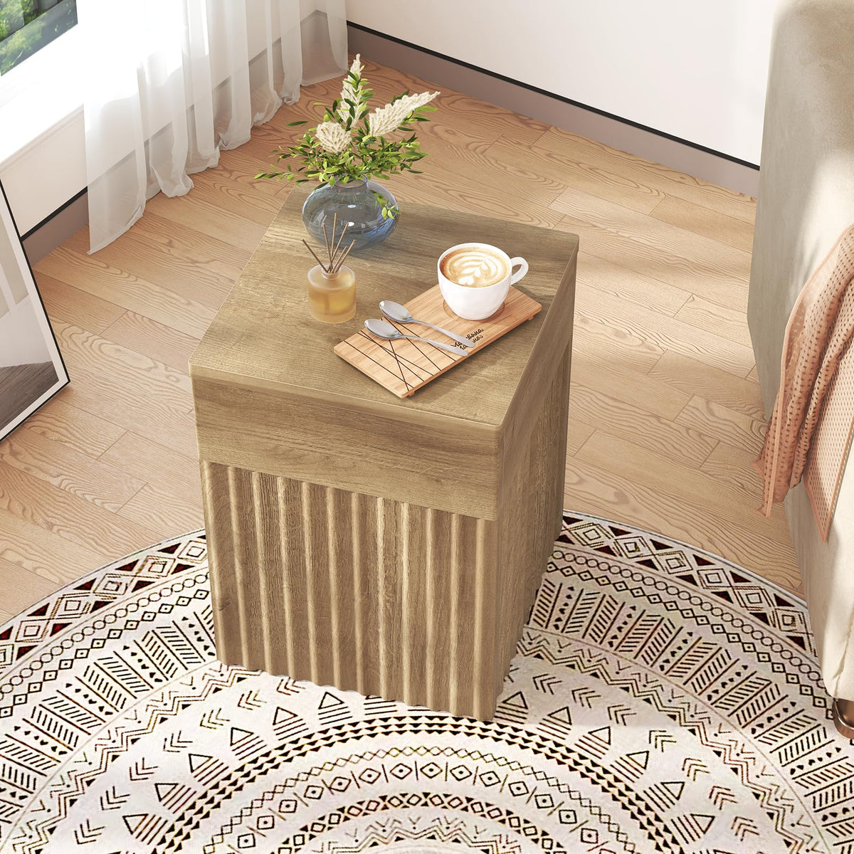 Fluted Wooden Side Table