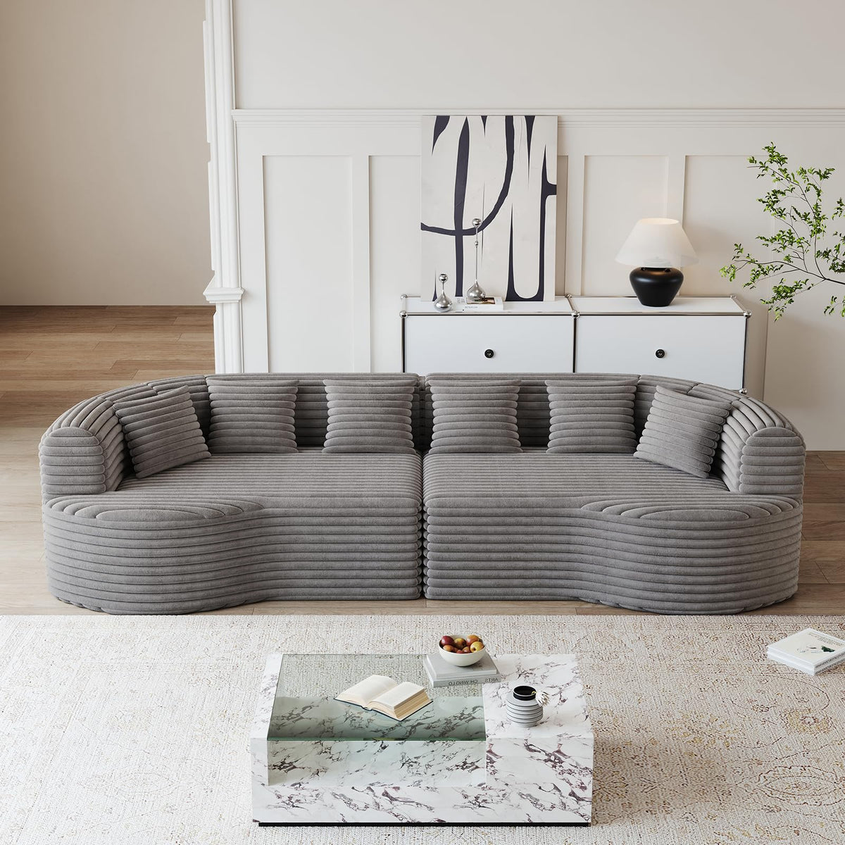 Curved Cloud Sectional Sofa with Pillows