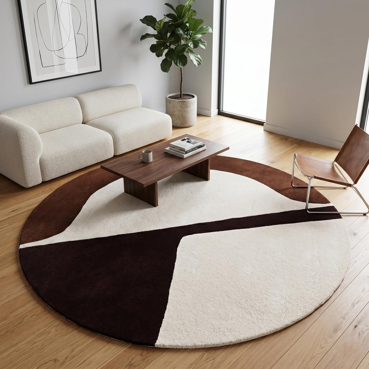Hand-Tufted Round Wool Area Rug – Unique Modern Circular Design