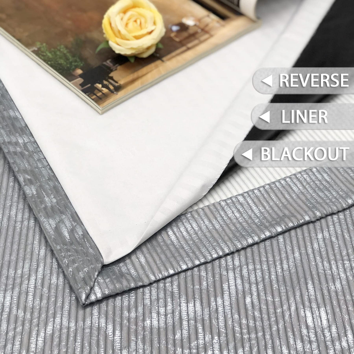 Damask Foil-Print Velvet Blackout Curtains