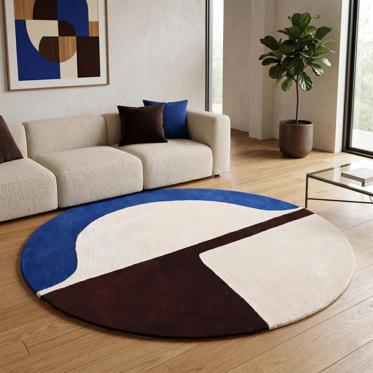 Hand-Tufted Round Wool Area Rug – Unique Modern Circular Design