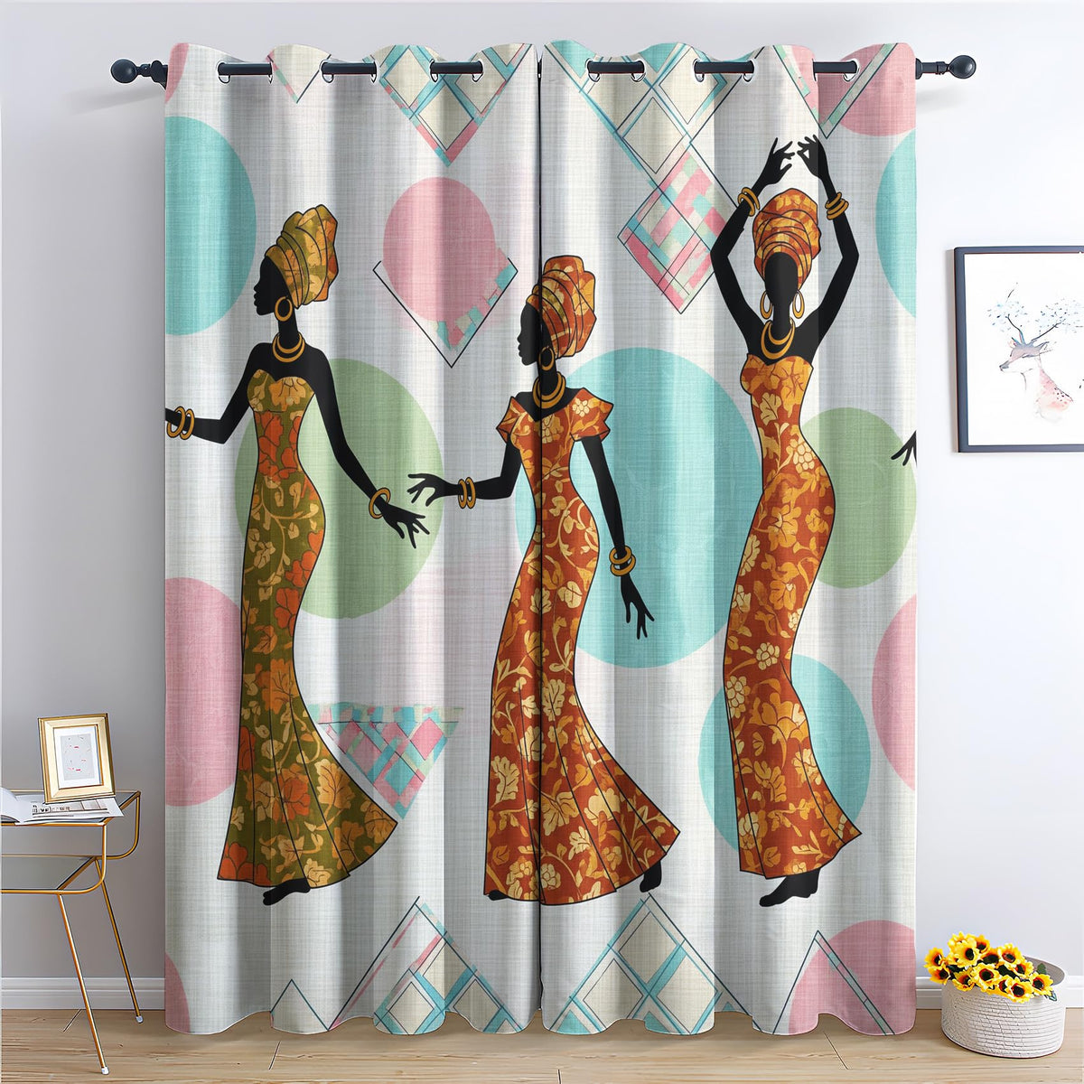Mud Cloth Blackout Grommet Curtains