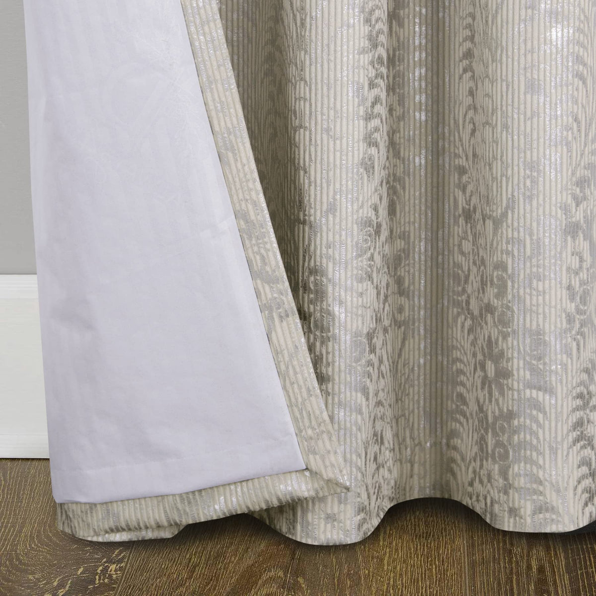 Damask Foil-Print Velvet Blackout Curtains