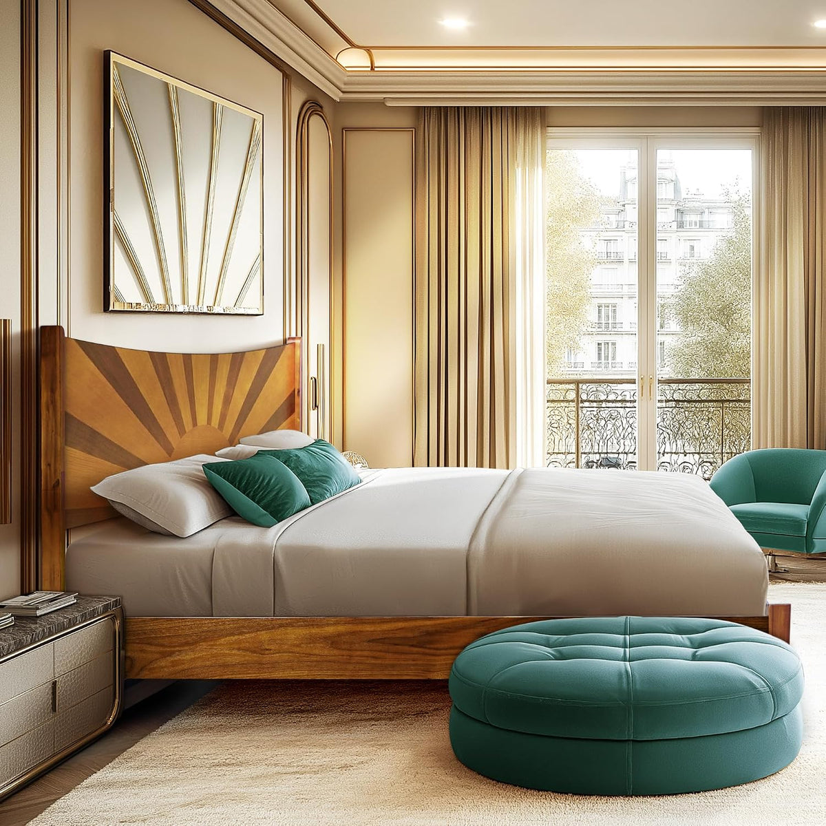 Sunset Solid Acacia Wood Queen Platform Bed