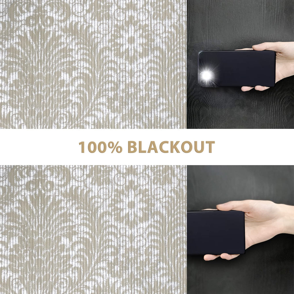 Damask Foil-Print Velvet Blackout Curtains