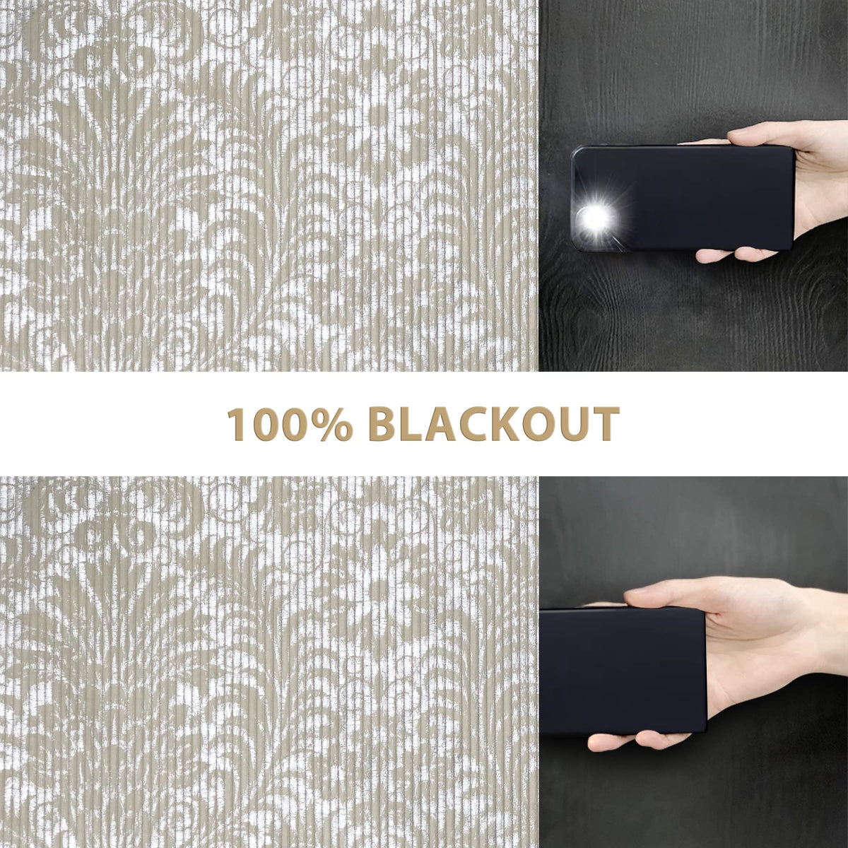 Damask Foil-Print Velvet Blackout Curtains