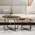 Round Wicker Nesting Coffee Table Set